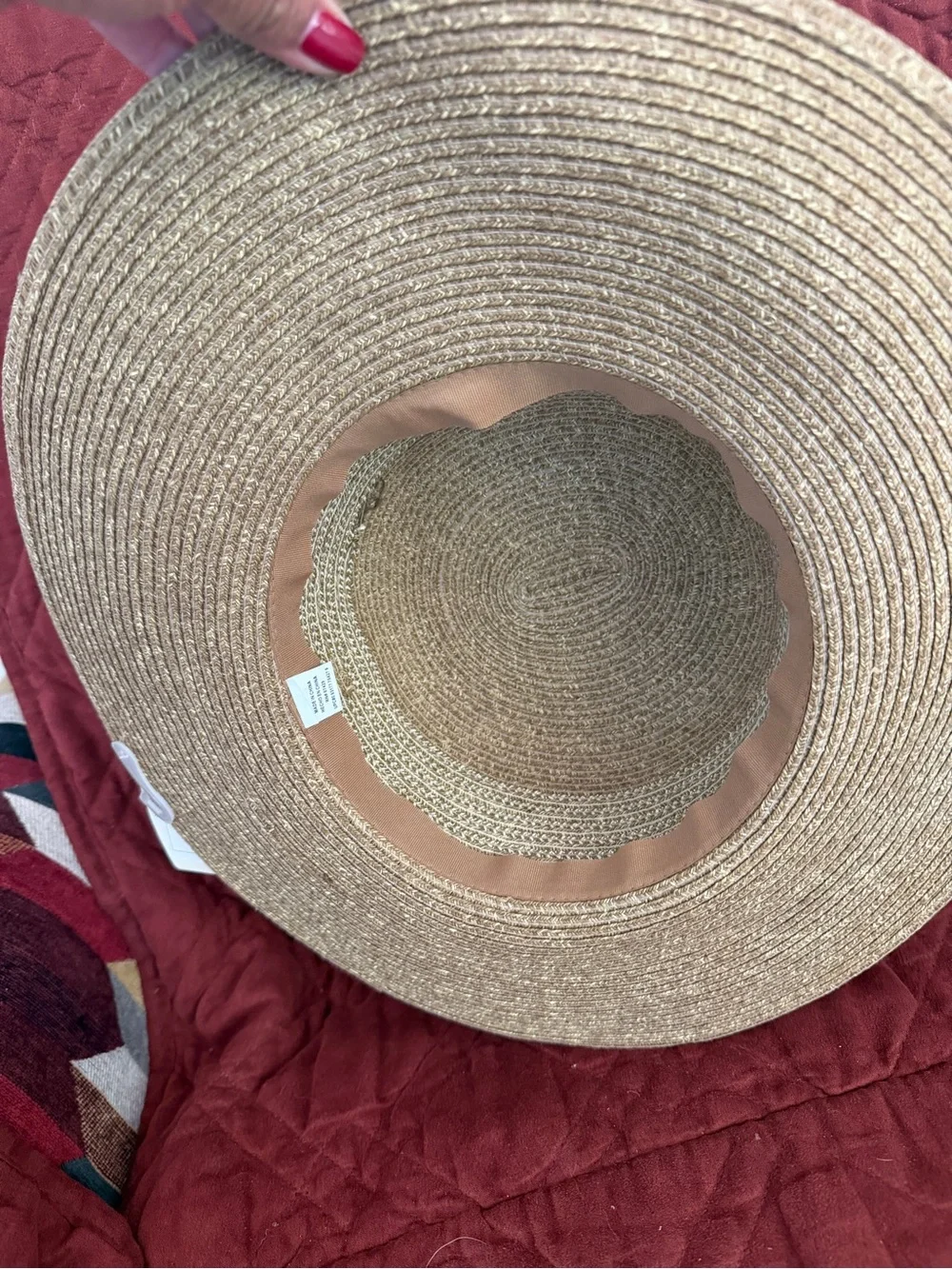White Stag Tan Straw Sun Hat with Metallic Accent - Picture 3 of 3